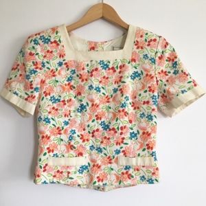 Vintage misty lane flower pot blouse